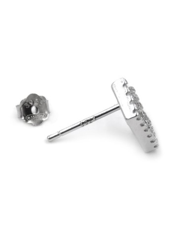 925 Sterling Silver Crown Earrings with White...