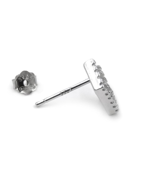 925 Sterling Silver Crown Earrings with White Zircons 