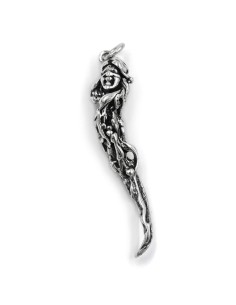 Solid Silver Lucky Horn with Supersticious Symbols Pendant 