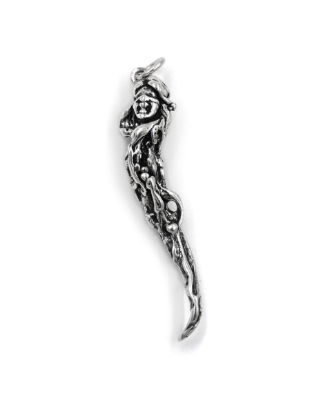 Solid Silver Lucky Horn with Supersticious Symbols Pendant 