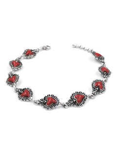 Enamelled Solid Silver Holy Heart Bracelet 