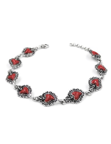 Enamelled Solid Silver Holy Heart Bracelet 