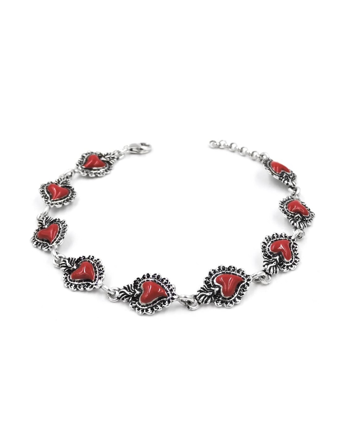 Philip Jones Bracciale A Maglie Con Cuori In Argento Sterling 925 – Elegante, Regalo Significativo Per Lei