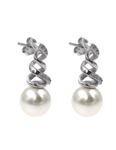 Sterling Silver Vortex Earrings with Pearls and Zircons