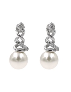 Orecchini Vortice in Argento 925 con Perle e Zirconi 2