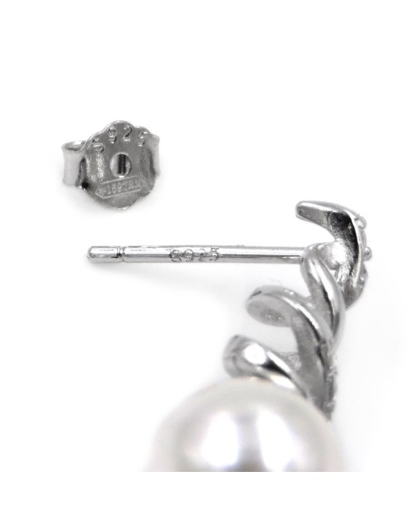 Sterling Silver Vortex Earrings with Pearls and Zircons