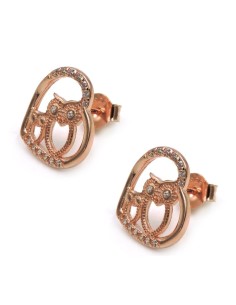 Owls Heart Earrings Sterling Silver and White Zircons 