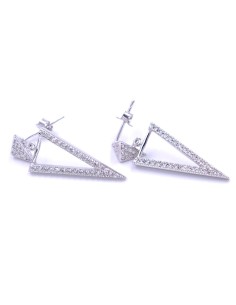 925 Sterling Silver Pyramids Earrings with White Zircons 