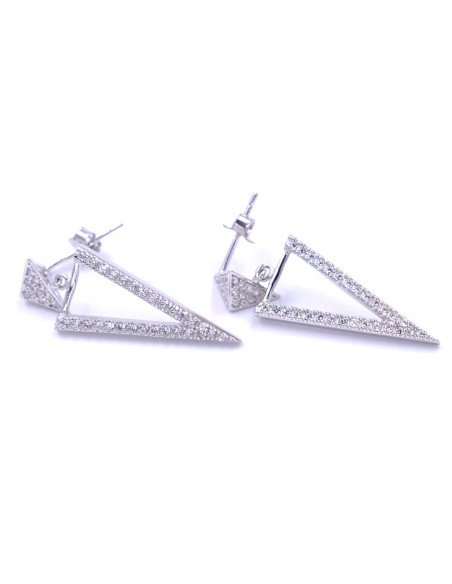 925 Sterling Silver Pyramids Earrings with White Zircons 