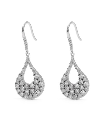 Drop Earrings Sterling Silver and White Zircons