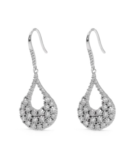 Drop Earrings Sterling Silver and White Zircons
