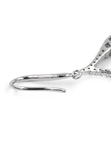 Drop Earrings Sterling Silver and White Zircons