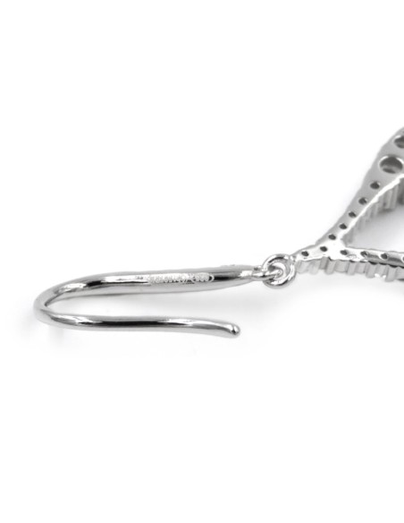 Drop Earrings Sterling Silver and White Zircons
