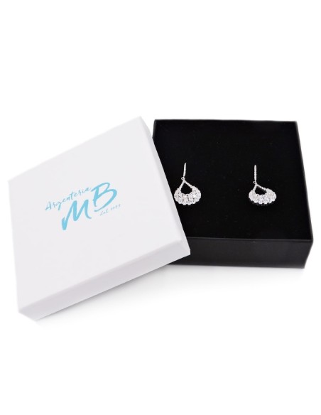 Drop Earrings Sterling Silver and White Zircons