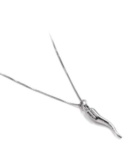 Sterling Silver Necklace with Lucky Horn Pendant 