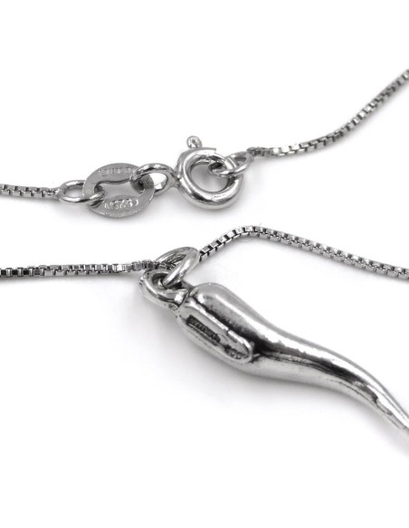 Sterling Silver Necklace with Lucky Horn Pendant 