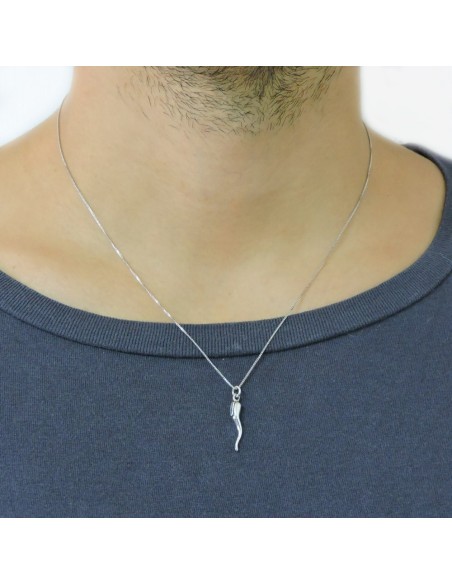 Sterling Silver Necklace with Lucky Horn Pendant 