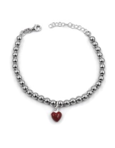 Red Heart 925 Sterling Silver Beaded Bracelet 2