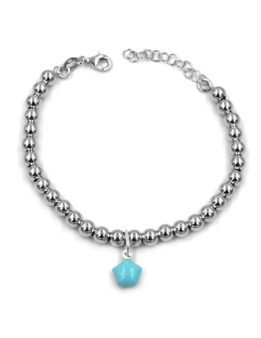 Bracciale Catena Donna in Argento 925 Rodiato Con Ciondolo Doppia Stella