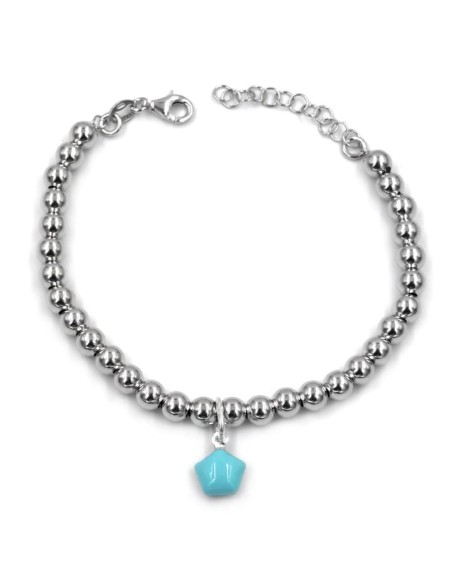 Bracciale Catena Donna in Argento 925 Rodiato Con Ciondolo Doppia Stella