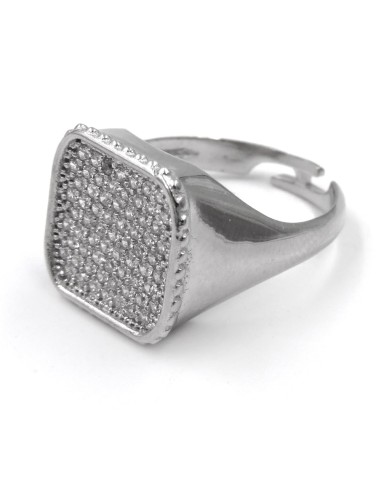 Sterling Silver Square Chevalier Ring with...