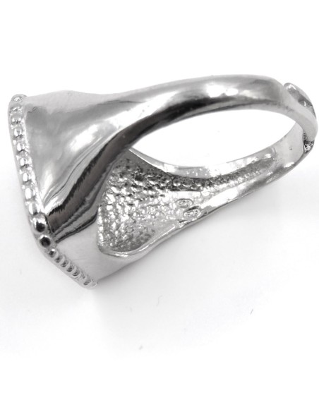 Sterling Silver Square Chevalier Ring with White Zirconia