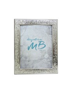 Cornice Portafoto Lucida Ricamo Fiori cm 13x18 in Argento  
