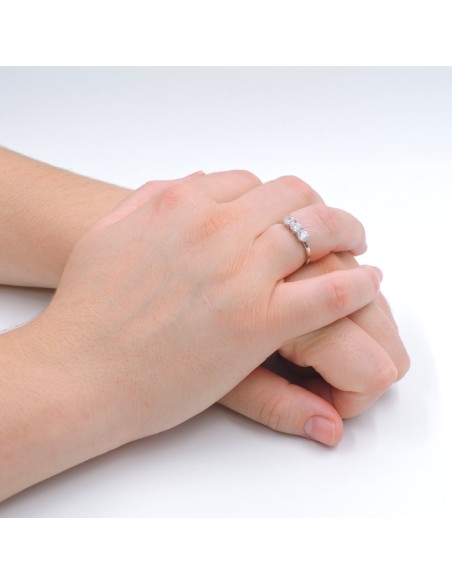 Trilogy Ring aus 925er Sterlingsilber und Weißen Zirkonen