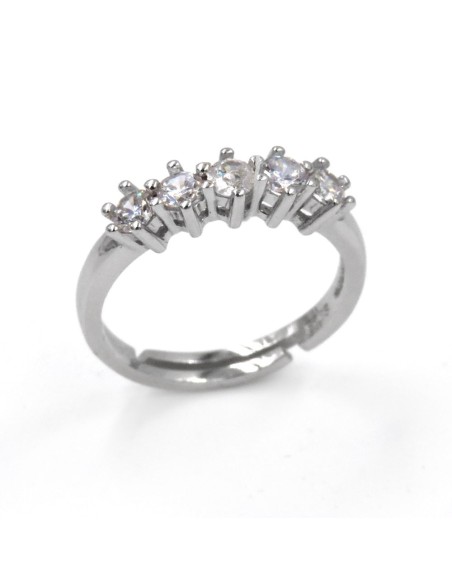 Anello Veretta in Argento 925 con Cinque Zirconi Bianchi