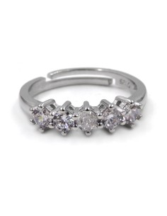 Anello Veretta in Argento 925 con Cinque Zirconi Bianchi 2
