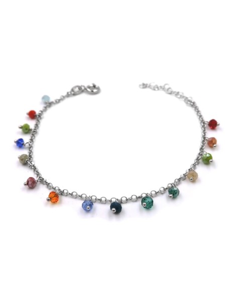 Bracciale in Argento 925 con Zirconi Colorati Pendenti