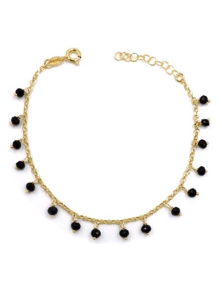 Gold Plated Sterling Silver Bracelet with Black Zircons
