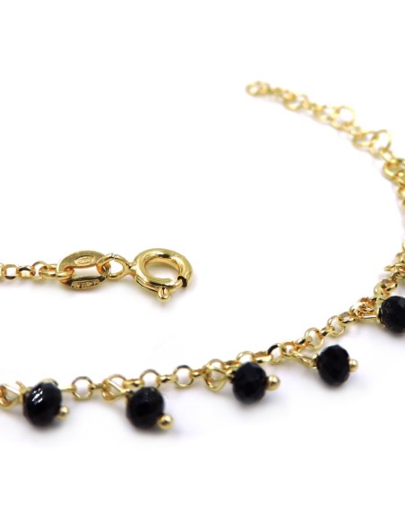 Gold Plated Sterling Silver Bracelet with Black Zircons