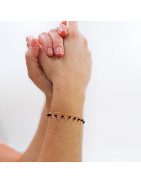 Gold Plated Sterling Silver Bracelet with Black Zircons