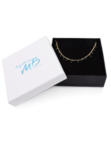 Gold Plated Sterling Silver Bracelet with Black...