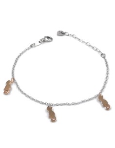 Bracciale in Argento 925 con Ciondoli Gattini Pendenti