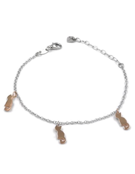 Bracciale in Argento 925 con Ciondoli Gattini Pendenti