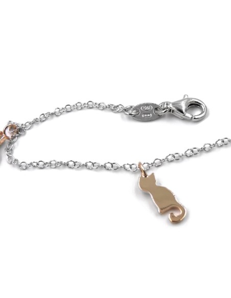 925 Sterling Silver Bracelet with Cats Pendants