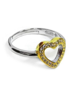 925 Sterling Silver Golden Heart Ring 