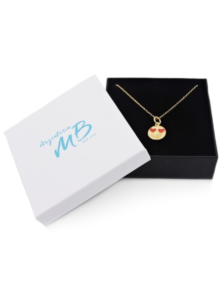 Collana con Ciondolo Emoticon Innamorata in Argento 925 Placcato Oro 