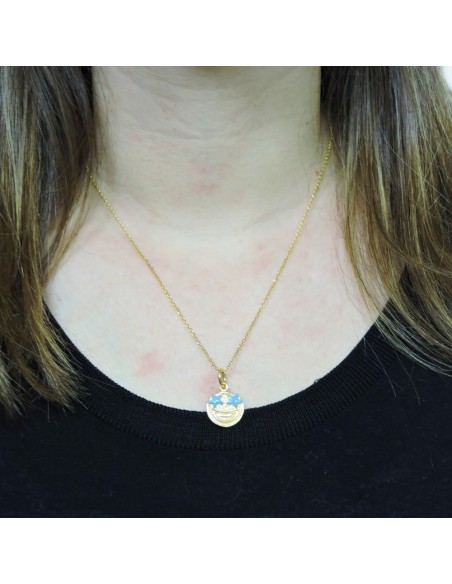 Gold Plated 925 Sterling Silver Necklace with Surprise Emoticon Pendant 