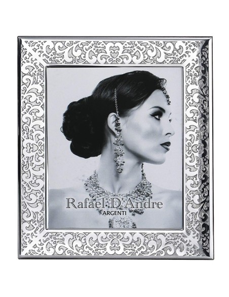Cornice Portafoto in Argento Lucida Ricamo cm 20x25 