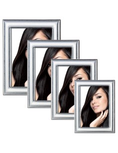 Set of 4 Glossy Silver Picture Frames