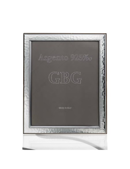 Cornice Portafoto Martellata con Bordino cm 13x18 in Argento Massiccio 925