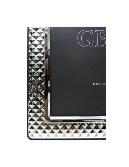 925 Sterling Silver Photo Frame Bricks 5 x 7 Cherry Wood Back  