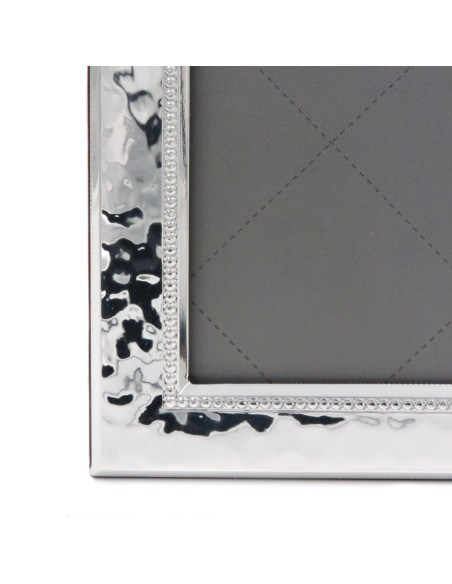 Cornice Portafoto in Argento Massiccio 925 Martellata con Bordino cm 18x22