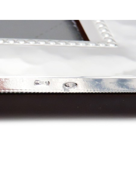 Cornice Portafoto in Argento Massiccio 925 Martellata con Bordino cm 18x22