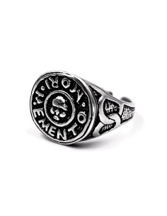 Sterling Silver Memento Mori Ring with Skull Engraved 2