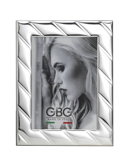 Cornice Portafoto in Argento Righe Trasversali cm 18x24
