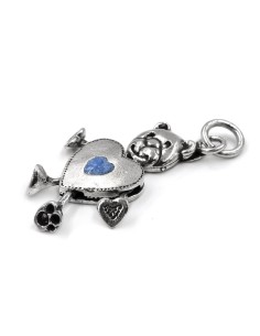 Ciondolo Orsetto Cuore in Argento con Smalto Azzurro 2